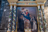 <center>Notre-Dame-de-Valvert.</center>Tableau La donation du rosaire à saint Dominique et à sainte Catherine de Sienne. Au centre du tableau, sous la Vierge, crucifix aux pieds de la sainte, un chien tient dans sa gueule une torche et, devant lui, le globe. La Vierge et l'Enfant Jésus remettent le rosaire à saint Dominique de Guzman et sainte Catherine de Sienne. Le tableau de Patritti, de 1854, remplace un tableau du 17e siècle. Il s'agit d'une copie du tableau de Colmars peint par Antoine Rouvier en 1641.