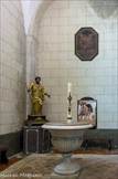 L'église de Riez. <br>Fonts baptismaux. Statue de Saint Jean Baptiste en bois doré et peint, XVIIIe s.