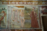 <center>Chapelle Saint Sébastien de Roure. </center> Une certaine Irène, veuve du martyr Castulus, s’aperçoit qu’il est encore en vie. Elle le détache, l’amène chez elle et le soigne avec dévouement. Sébastien, guéri, va rapporter les flèches à Dioclétien, et, une nouvelle fois, Sébastien est arrêté et condamné à mort.
