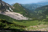 <center>Tramway du Mont-Blanc.</center> Le glacier noir au pied du mont Vorassay, 2299 m et le col du Tricot, 2120 m. Derrière le mont Joly, 2525 m.