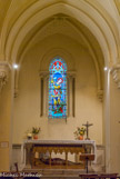 <center>Aimargues. </center> L'église Saint Saturnin et Sainte Artimidora. Vitrail : saint Michel, de Didron, Paris 1869.