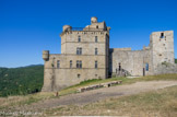 <center>Château de Portes </center> Façade sud avec la tour carrée du XIe et à gauche, la partie la plus récente du XVIe-début XVIIe.