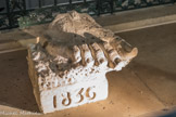 <center>Arc de Triomphe. </center> Le pied est issu du groupe sculpté la résistance situé sur le piédroit sud-ouest, côté avenue de la Grande-Armée.