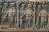 <center> Sarcophage dit aux arbres</center> les Noces de Cana, la Guérison de l’Aveugle-né, la guérison du paralytique.