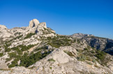 <center><center>La vigie. </center></center>Vue de la vigie. Le rocher St Michel avec derrière la Tête de la Mounine, le plateau de l'homme mort, les têtes de Malvallon.