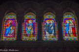 <center>Couvent et Eglise des Dominicains. </center> les vitraux sont du peintre-verrier lyonnais Jean-Baptiste Barrelon. Jésus et Marie Madeleine, St Dominique et sa mère Jeanne d'Aza, Marguerite de Savoie et Elisabeth du Portugal, Sainte Cécile et Sainte Catherine.