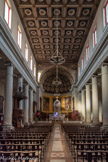 <center>Eglise St Lazare. </center> Le plafond est décoré de caissons comme  pendant la Renaissance, période dont l'influence est manifeste dans tous les édifices civils ou religieux construits par Pascal Coste.