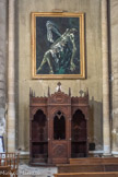<center>L'église Saint-Michel-Archange </center> Ce transept comportait de nombreux décors peints de Coulange Lautrec père, de Annebec et de Coulange Lautrec fils.
Toile représentant une descente de croix, vers 1950.