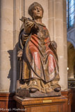 <center>Église Saint-Germain-l'Auxerrois.</center> Saint Germain d''Auxerre, sculpture en bois polychrome datée du XVe siècle.