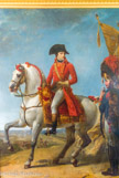 <center>Le château de Malmaison. </center> Chambre à coucher de l’Empereur. Bonaparte, en habit de consul, distribue des sabres aux grenadiers de la Garde lors d'une revue des troupes deux jours après la bataille de Marengo. Gros, an XI.