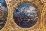 <center>Le salon de Diane. </center> Plafond : Diane sur son char, tenant son arc,  présidant à la chasse et à la navigation, accompagnée par les heures nocturnes et les heures fraiches du matin. Louis-Gabriel Blanchard. Dans les voussures :  Alexandre chassant le lion, Charles de La Fosse ; Cyrus chassant le sanglier, Claude Audran ; Jules César envoyant une colonie romaine à Carthage, Claude Audran ; Jason et les Argonautes, Charles de La Fosse.