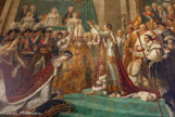 <center>La salle du Sacre.</center> Le Sacre de Napoléon, ou Couronnement de l'impératrice Joséphine, à Notre-Dame de Paris, le 2 décembre 1804, de Jacques-Louis David, déplacé au Louvre en 1889 et remplacé par un second exemplaire commandé à David par un groupe d'hommes d'affaires américains en 18074, commencée en 1808 et achevée en 1822 pendant son exil à Bruxelles.
