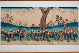 <center>LA VUE DU MONT ASUKAYAMA, PROCESSION DE MAPIAGE DE RENARD SUR LA ROUTE DE OJI</center>Utagawa Kuniyoshi Vers 1840-42 Xylogravure polychrome
COLLECTION GEORGES LESKOWICZ