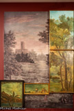 <center>Mue ouest.</center>Paysage romantique aux pêcheurs.
Reproduction d'après une photographie de Robert Doisneau publiée en 1955 dans le magazine «L'Œil» (15 février 1955, Paris)
<br>Ciel entre les arbres.
1862-1864
Peinture à l'huile sur mur en plâtre, déposée et montée sur toile 
Collection particulière.
<br>Arbres au bord de la rivière. 1862-1864
Peinture à l'huile sur mur en plâtre, déposée et montée sur toile 
Collection particulière.
<br>Le Pêcheur au rocher
1862-1864
Peinture à l'huile sur mur en plâtre, déposée et montée sur toile.
Collection Armand Israël.
<br> Plantes Aquatiques.
1862-1864
Peinture à l'huile sur mur en plâtre, déposée et montée sur toile.
Collection particulière.