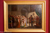<center></center>Pierre Revoil (Lyon, 1776 - paris, 1842). François Ier faisant chevalier son petit-fils François II, 1824. Huile sur toile.