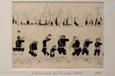 <center></center>Le Merle blanc - 6 octobre 1934 (1895 - Tome 2) Entrainement pour la saison d'hiver Encre de Chiné 24 x 32 cm. Collection famille Albert Dubout
