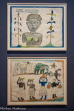 FEMME NDALAMUMBA.	
FEMMES PORTANT DE LA NOURRITURE ET DE L’ EAU.
1939
Albert Lubakl
Région du Katanga (République
démocratique du Congo)
Aquarelle
[Musée d'ethnographie de Genève. Commande d'Eugène
Plttard en 1939, par l'entremise d’E. Verhegge,
commissaire de district du Sankuru (Congo belge)]