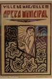 <center>CH. DAUMAS</center>L’Opéra de Marseille. (AMM. 21 Fi année 1928).
Cette jolie gravure est le travail d’un élève de (école des Beaux-Arts de Marseille pour le concours annuel. Elle résume dans ses formes géométriques l'esprit Art déco qui a présidé à la reconstruction de l’Opéra, qui devient à son tour une source d’inspiration.