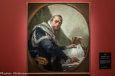 <center>Giambattista Tiepolo</center>Venise, 1696 -Madrid, 1770
Portrait d’Antonio Riccobono, 1743
En 1739, l’Accademia dei Concordi de Rovigo commande des portraits d’hommes illustres destinés à orner sa salle de réunion. Tiepolo réussit à donner une vie intense à ce portrait commémoratif d’un érudit du XVIe siècle, titulaire de la chaire d’éloquence de l’université de Padoue.
Huile sur toile