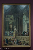 <center>Giambattista Pittoni</center>Venise, 1687-Venise, 1767
Monument allégorique à Sir Isaac Newton, 1727-1729
En 1723, Charles Lennox duc de Richmond décide d’orner son château de Goodwood de vingt-quatre toiles honorant des Anglais célèbres sous la forme de tombeaux imaginaires dans des paysages. Ces toiles sont commandées principalement à des peintres vénitiens. Dans son hommage à Newton, Pittoni place le tombeau à l’intérieur d’un bâtiment et crée un rai de lumière qui effleure la Sagesse et la Renommée avant de tomber sur le prisme étudié par le physicien. Les fonds du tableau sont complétés par Domenico et Giuseppe Valeriani.
Huile sur toile