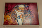 <center>Abbaye de Beaulieu-en-Rouergue  </center>Claude Georges (Fumay, 1929 - Montauban, 1988)
Ultra-Violet 
1956
Huile sur toile.
La passion de Claude Georges pour l'astronomie et la conquête spatiale nourrit ses premières œuvres. À partir de 1955, sous l'influence de Georges Mathieu et de Jackson Pollock, son travail devient plus fluide et gestuel Grâce à de nouvelles peintures plastiques à séchage rapide, Georges utilise des colons soutenus que viennent éclairer des blancs éclatants, comme dans Ultra-Violet L'œuvre est parcourue de traits sombres, tracés avec une roulette de fabrication artisanale.