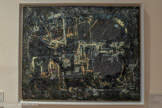 <center>Abbaye de Beaulieu-en-Rouergue  </center>Claude Georges (Fumay1929 - Montauban, 1988)
L'Usine fossile
1952
Huile, ardoise et technique mixte sur toile.