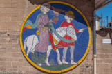 <center>Paray le Monial </center>Le départ de l'enfant prodigue. Reproduction en mosaïque d'un vitrail de la cathédrale de Bourges.