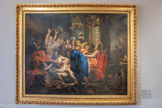 <center>Le musée des Beaux-Arts de Dijon</center>JEAN-BAPTISTE CORNEILLE Paris, 1649 - Paris, 1695
LA MORT DE CATON D’UTIQUE
1687
Huile sur toile
Caton, ardent défenseur des libertés républicaines, choisit de se donner la mort à Utique près de Carthage pour échapper à la tyrannie de César, victorieux à Thapsus (46 av. J.-C.).