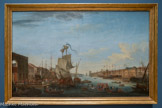 <center>Le Port de Marseille lors de l'embarquement des munitions pour l'expédition de l'île de Minorque, sous les ordres du maréchal de Richelieu, </center>Jean-Joseph Kapeller. Marseille, 1706 - Marseille. 1790.
Huile sur toile, 1756. Ce tableau rend compte d'un épisode de la guerre de Sept Ans contre les Anglais, le départ de la victorieuse expédition française de Minorque. Le Mercure de France d'octobre 1756 en donne le titre exact : le Port de Marseille, et l'Embarquement des munitions de guerre et de bouche, que ion a fait pour l'expédition de l’isle Minorque, par les ordres et en présence de M. le Maréchal de Richelieu. Il s'agit peut-être du morceau de réception à l'Académie de peinture de Marseille de Joseph Kapeller qui en fut l'un des fondateurs en 1752, et où il devait occuper de nombreux postes. L'œuvre fut montrée au public marseillais pour la première fois lors de l'exposition annuelle des œuvres des membres de l'académie à l'arsenal, en août 1756. Trois ans après son passage à Marseille, elle témoignait de l'écho sur le milieu local des deux célèbres vues du de Marseille réalisées par Joseph Vernet.