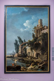 <center>Paysage côtier avec des ruines romaines.</center>Jean Henry. dit Henry d'Arles. Arles. 1734 - Marseille. 1784.
 Huile sur toile, 1760. Lyon. Galerie Michel Descours. Cette grande toile faisait partie d’une série de grands panneaux de dimensions semblables, installés dans l'hôtel particulier construit en 1774 rue Grignan, à Marseille, par Guillaume de Paul, lieutenant de la sénéchaussée, collectionneur et amateur honoraire de l'Académie de peinture et de sculpture depuis 1763. Ces grands panneaux appartenaient à un vaste ensemble décoratif comprenant au total quatorze toiles, encore réunies dans les années 1960. La date, 1760, et la localisation. Rome, tendraient à prouver qu'Henry d'Arles fit un second séjour en Italie, plus particulièrement à Rome, après le premier accompli en 1754.