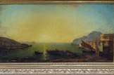 <center>Effet de soleil couchant sur la Méditerranée</center>Auguste Aiguier. Toulon, 1814 - La Garde, 1865. Huile sur toile, 1858.