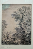 <center>Pêcheurs dans un ruisseau.</center>JOSEPH-ANTOINE DAVID, DIT David de Marseille. MARSEILLE. 1725 - MARSEILLE. 1789
vers 1770-1775
Plume et encre noire, rehauts de lavis gris sur papier
MARSEILLE. MUSÉE DES BEAUX-ARTS