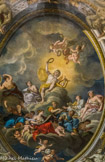 <center></center><center>La bibliothèque..</center> Son plafond peint consacre l'image d'Apollon musagète, dieu des Arts, entouré des neuf muses.