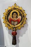 <center>Éventail liturgique</center>Grèce ? Milieu duXIXe siècle Peinture sur bois.