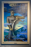 <center>Il Grande nocchiere. (Le Grand nautonier)</center>Ernesto Michahelles, dit Thayaht 1939. Huile sur toile. Wolfsoniana - Fondazione Régionale per la Cultura e lo spettacolo, Genova
Dans l'entre-deux-guerres, les puissances européennes multiplient les manifestations de leur suprématie. Les pays colonisés sont le lieu d'une théâtralisation de ces démonstrations de force : centenaire de l'Algérie, congrès eucharistique de Carthage en 1930, rêve mussolinien d'une Méditerranée fasciste nourrissent une formidable propagande visuelle, de l'affiche à la carte postale, en passant par la peinture, la sculpture ou le cinéma. Cet apogée vivement contesté favorise la montée des affirmations nationales au Maghreb. Abd el-Krim au Maroc en donne le signal.