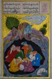 <center>Miniature des Gens de la Caverne (Ahl al-Kahf)</center>Ayse Raziye Özalp Istanbul, Turquie XXIe siècle
Papier, gouache, or Manoël Pénicaud