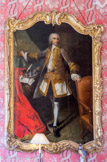 La chambre de Pauline de Caumont.<br>Marquis Jean-Louis de Ranché. Cette huile sur toile fut peinte par Pierre Bernard en 1753, peintre français, portraitiste et pastelliste né à Paris en 1704et mort à Marseille en 1777. Celui-ci est surtout connu pour ses commandes de portraits en pastel ou à l'huile de particuliers mais aussi pour ses tableaux historiques commandés par des églises ou des particuliers.
Le marquis Jean-Louis de Ranché, Commissaire général, Intendant de la Marine est ici représenté dans un important portrait sur pied.