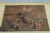 <center>Sainjt-Jean-de-Garguier.</center> Procession inaugurale de la nouvelle porte d'entrée de la chapelle.
24 juin 1646.
Ce tableau assez fruste semble être une première esquisse.
La procession se dirige depuis l’ancienne porte de la chapelle, aujourd'hui disparue, vers la porte d'entrée actuelle.
En tête de la procession le clergé, suivi de la noblesse, des Dames hospitalières et enfin derrière, une congrégation de pénitents. On peut remarquer dans le prolongement de la chapelle des bâtiments disparus et le 