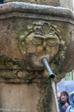 <center>Correns.</center> Fontaine de la place de l'église ... et de la mairie. Un des mascarons.