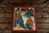 <center>Le monastère orthodoxe Saint Michel du Var</center>A gauche de l'entrée. L'archange Raphaël  conseille à Tobie de prendre le poisson qui va guérir de sa cécité son père, et Sara, sa future femme, tourmentée par sept démons. Encadrant la porte, l'archange Raphaël.