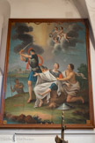 <center>L’ermitage de Saint-Ferréol</center>A gauche de l'entrée. L'archange Raphaël  conseille à Tobie de prendre le poisson qui va guérir de sa cécité son père, et Sara, sa future femme, tourmentée par sept démons. Encadrant la porte, l'archange Raphaël.