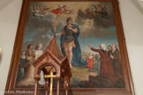 <center>L’ermitage de Saint-Ferréol</center>A gauche de l'entrée. L'archange Raphaël  conseille à Tobie de prendre le poisson qui va guérir de sa cécité son père, et Sara, sa future femme, tourmentée par sept démons. Encadrant la porte, l'archange Raphaël.