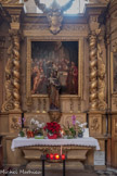 <center>La Collégiale Notre-Dame-des-Anges</center>Chapelle de saint Crépin, aujourd’hui de saint Joseph. Saint Crépin et saint Crépinien, patrons des cordonniers et bourreliers, confrérie des cordonniers. Très bel autel et retable aux colonnes torses. Au-dessus de l’autel, très belle peinture représentant la présentation de Jésus au temple avec les deux saints au premier plan. Statue de saint Joseph portant l'enfant Jésus en provenance de Munich (XIXe siècle), d'un atelier fondé en 1858 par le sculpteur bavarois Josef Gabriel Mayer (1808-1883) où il emploie notamment le sculpteur Josef Knabl. Cet atelier est l'un des principaux acteurs du renouveau de l'art catholique en Allemagne au cours de la 2e moitié du 19e siècle. L'atelier est repris à sa mort par son fils, Josef Bernhard Mayer. La statue comporte une signature en français, témoignant de la diffusion internationale des productions du fabricant Mayer et Cie. En effet, en 1865 une succursale est fondée à Nancy pour permettre la diffusion des productions de l'institut chrétien de Munich. Cependant, après 1870, la diffusion en France des oeuvres de l'atelier de Mayer connaît un déclin progressif, alors que les fabricants statuaires français lui font une concurrence renforcée par des arguments patriotiques.